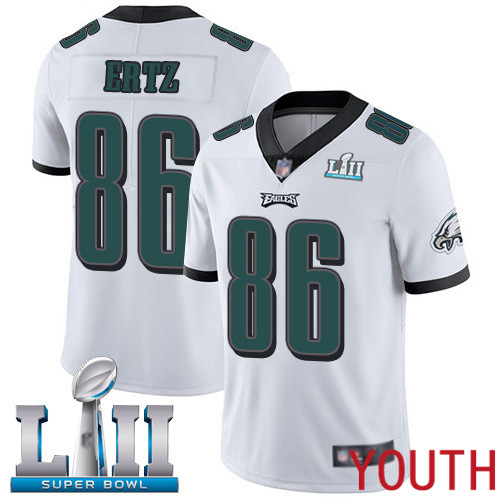 Youth Philadelphia Eagles 86 Zach Ertz White Vapor Untouchable NFL Jersey Limited Player Super Bowl LII Football